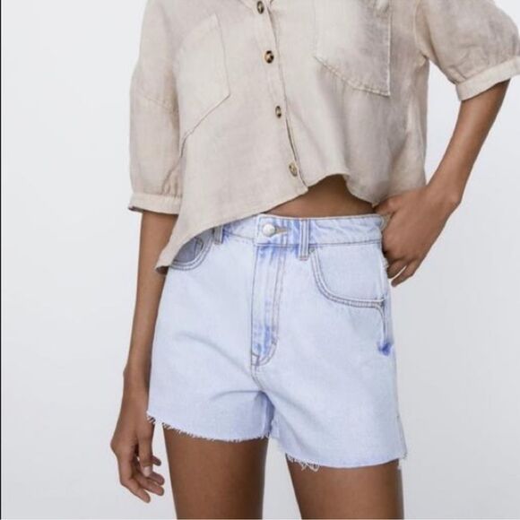 Zara HIGH RISE DENIM SHORTS 4 - Picture 3 of 8